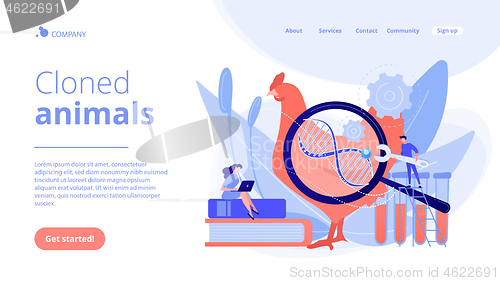 Image of Genetically modified animals concept landing page.