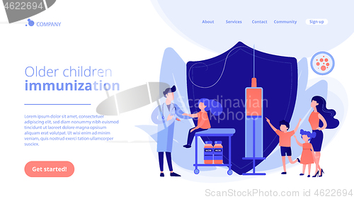 Image of Vaccination of preteens and teens concept landing page.