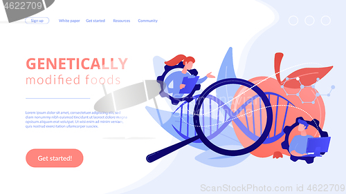 Image of Genetically modified foods concept landing page.