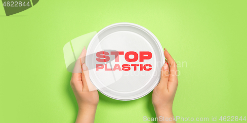 Image of Eco-friendly life - polymers, plastics things that can be replaced by organic analogues. Stop plastic.