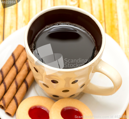 Image of Relaxing Cookies Coffee Indicates Refreshment Crackers And Bicky 