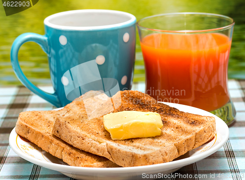 Image of Outdoor Breakfast Toast Showing Meal Time And Breaks 