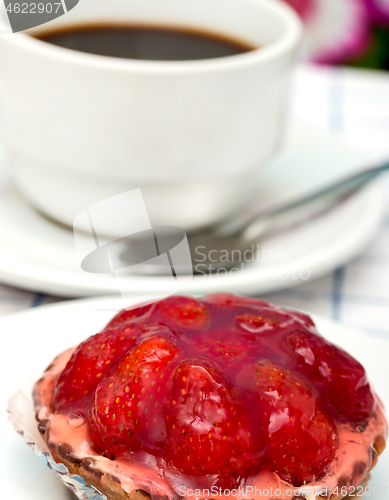 Image of Coffee And Tart Means Fruit Pie And Fresh