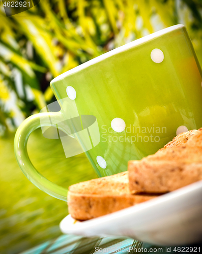 Image of Outdoor Breakfast Toast Represents Meal Time And Beverage 