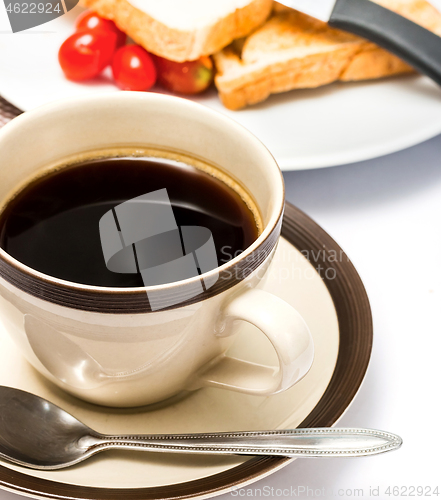 Image of Breakfast Black Coffee Represents Morning Meal And Beverage 