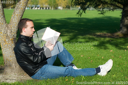 Image of Man Studying Outside