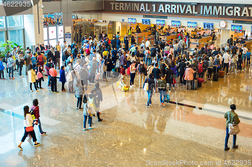 Image of Waiting in queue airport immigration