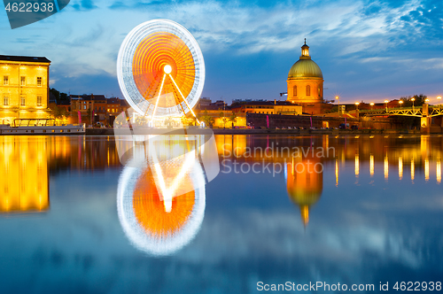 Image of Toulouse landmarks by river. France