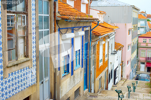 Image of Porto traditional tiled street, Portugal