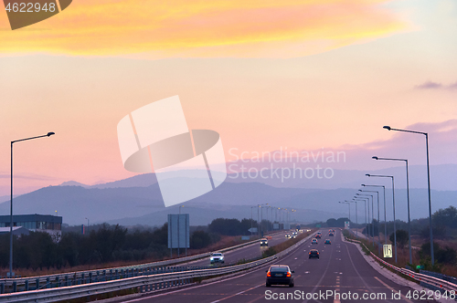 Image of Highway at sunset