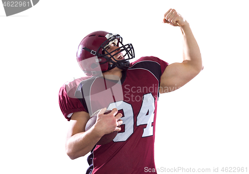 Image of american football player celebrating touchdown