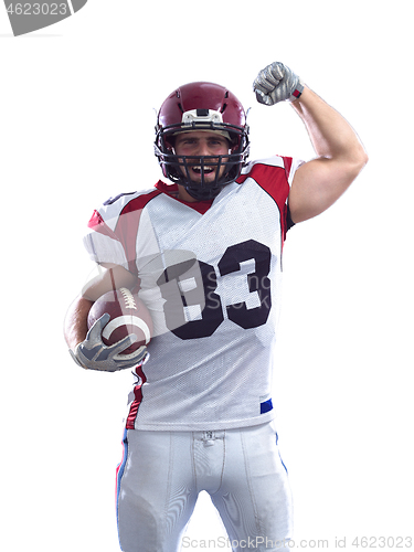 Image of american football player celebrating touchdown