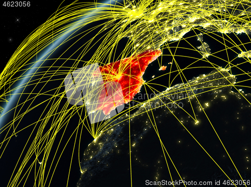 Image of Spain on Earth with network