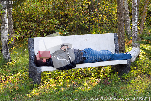 Image of Man Sleeping Outside