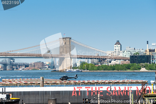 Image of helicopter flight downtown New York City