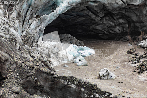 Image of Franz Josef Glacier at the moment of breaking off, New Zealand