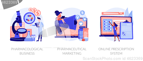 Image of Pharmacological service vector concept metaphors.