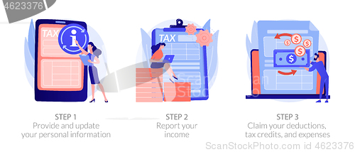 Image of Tax accounting process flowchart vector concept metaphors