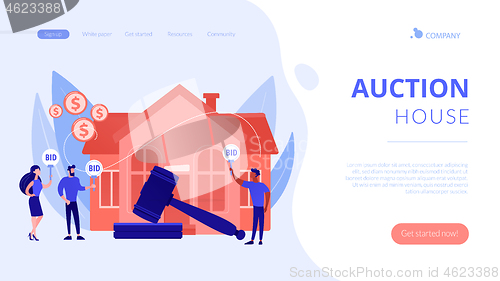 Image of Auction house concept landing page.