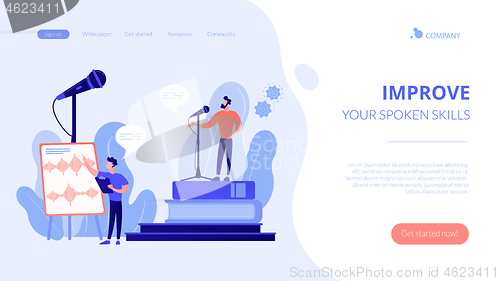Image of Voice and speech training concept landing page