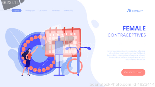 Image of Female contraceptives concept landing page.