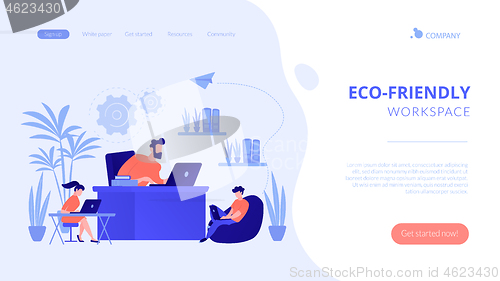 Image of Biophilic design in workspace concept landing page.