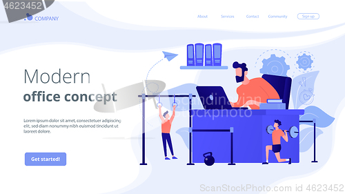 Image of Fitness-focused workspace concept landing page.