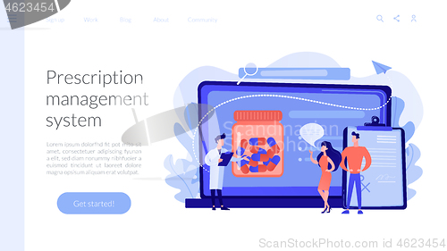 Image of Online prescription system concept landing page.