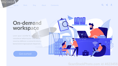 Image of On-demand urban workspace concept landing page.