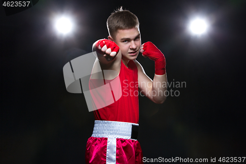 Image of Young boxer in red form
