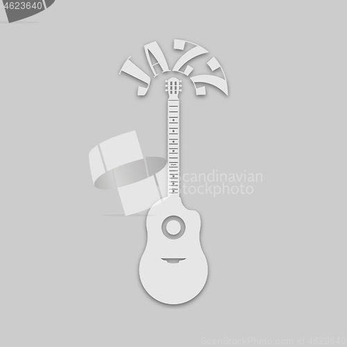 Image of acoustic guitar and word