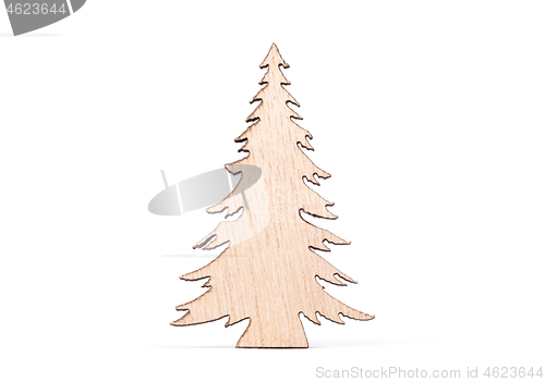Image of Christmas pine tree made of wood isolated