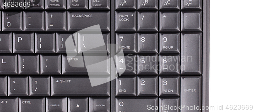 Image of Close up of black computer laptop keyboard