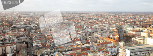 Image of Berlin, Germany - December 31, 2019: Aerial view of city skyline