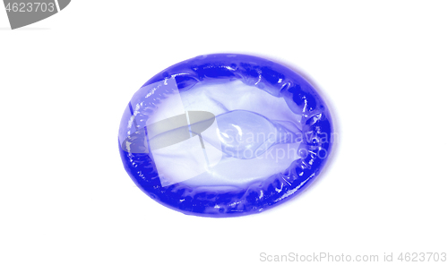 Image of Blue condom, isolated