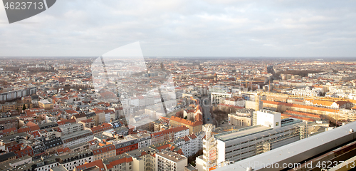 Image of Berlin, Germany - December 31, 2019: Aerial view of city skyline