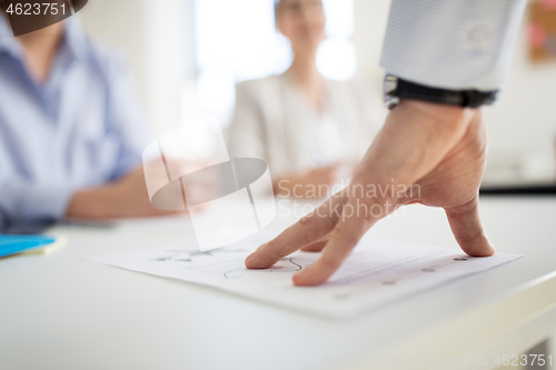 Image of close up of businessman with charts at office