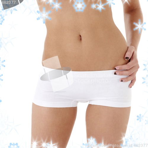 Image of healthy woman torso in white panties