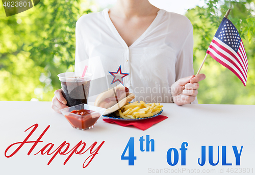 Image of woman celebrating american independence day