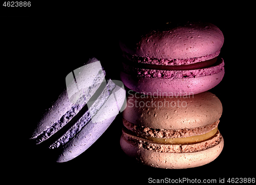 Image of Heap of colorful macaroons darkened