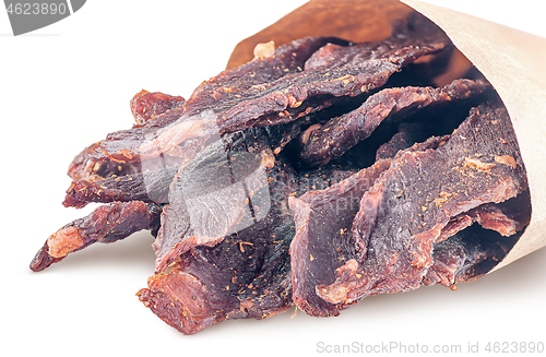 Image of Closeup jerky in a paper bag