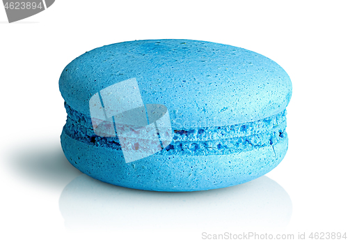 Image of One blue macaroon front view