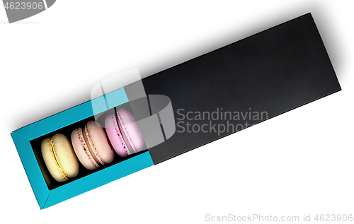 Image of Colorful macaroon in box top view