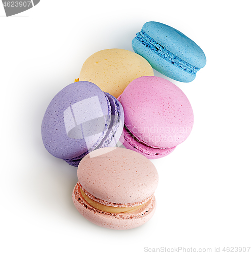 Image of Heap of colorful french macaroons