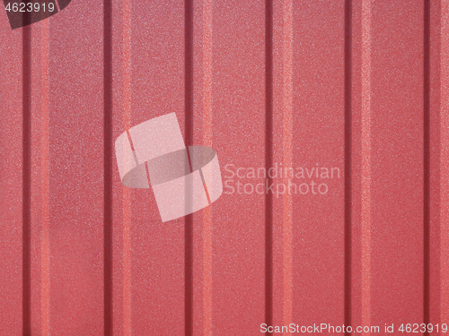 Image of Detail of new red metal fence