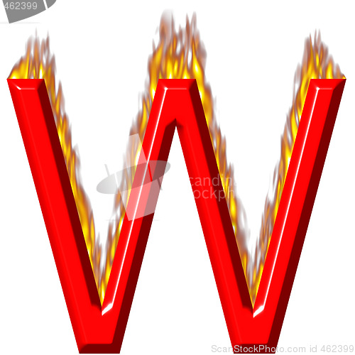 Image of 3D Letter W on Fire