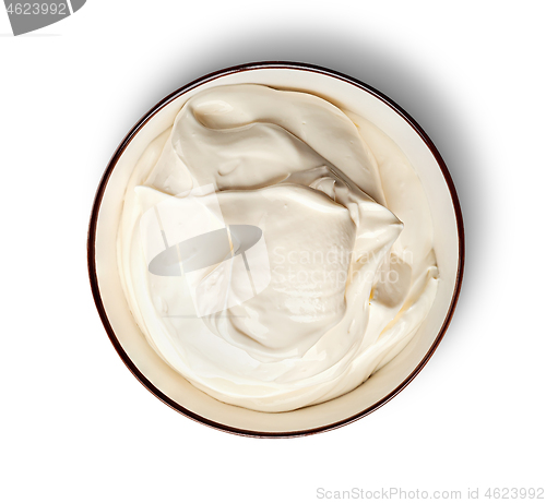 Image of Sour cream in bowl top view