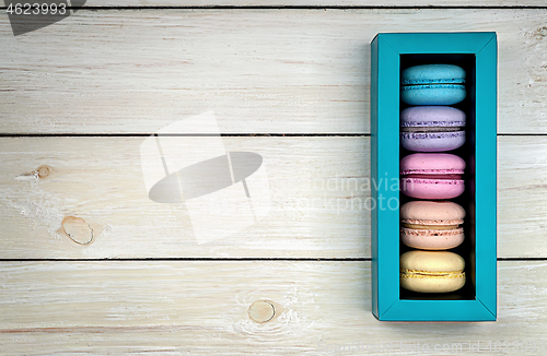 Image of Multicolored macaroons in gift box