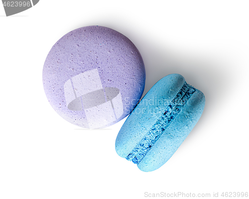 Image of Two macaroon purple blue top view