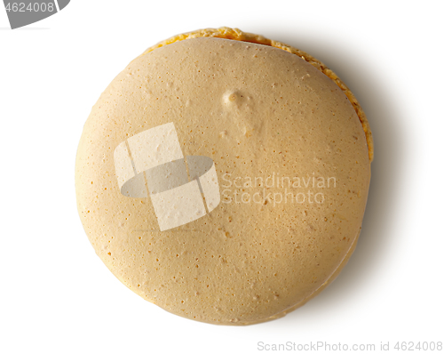 Image of One yellow macaroon top view